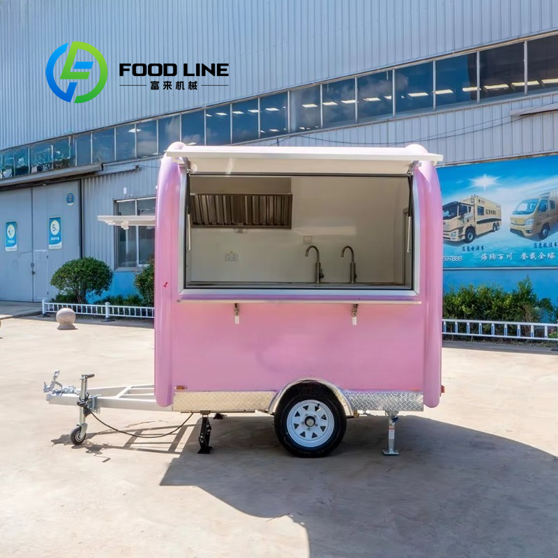 Food Snacks Catering - Maßgefertigter Vintage Pink Mini Food Trailer,