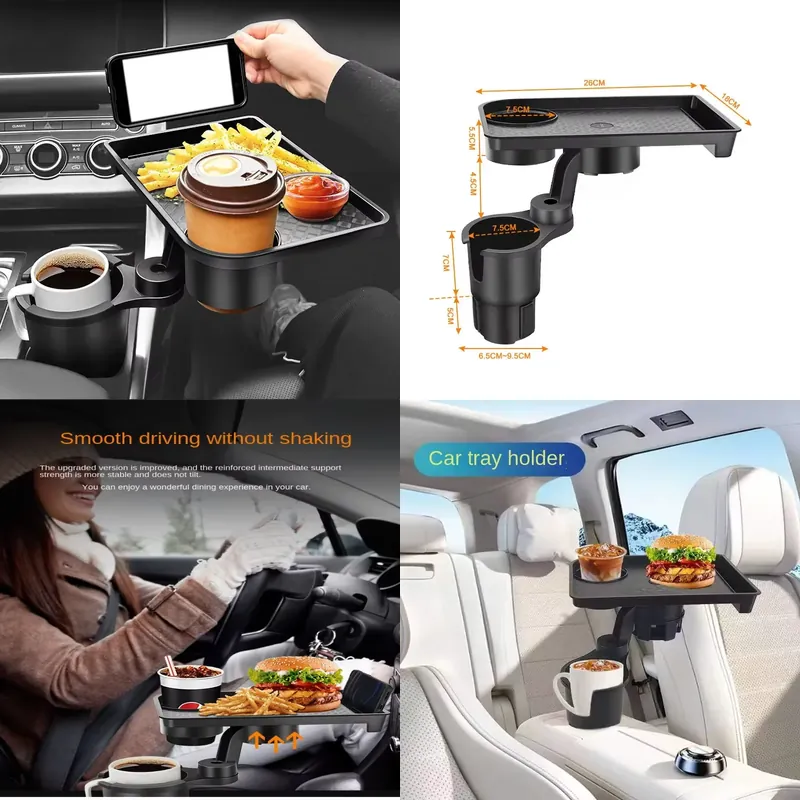Food Snacks In Usa - Auto-Getränkehalter-Erweiterung Multifunktionaler Getränkehalter mit Esstisch 360-Grad