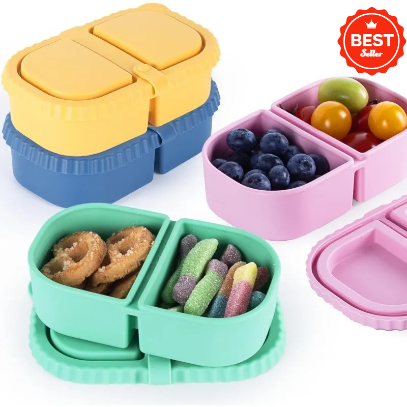 Food Snacks For Picnic - Wiederverwendbare Silikon-Snackbehälter mit Deckel, Mini-Behälter mit