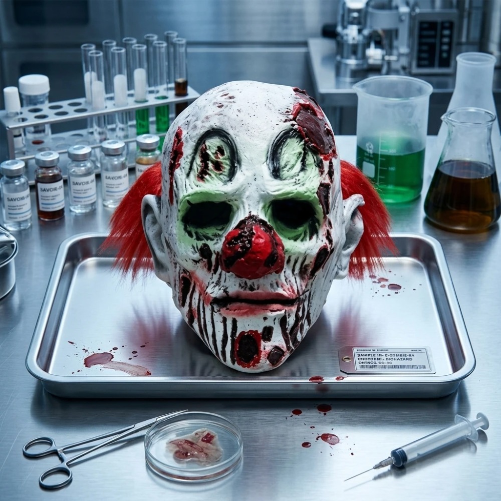 Zombie Snacks - Horror-Latexmaske mit langen Haaren, böse Vampir-Geistermaske,