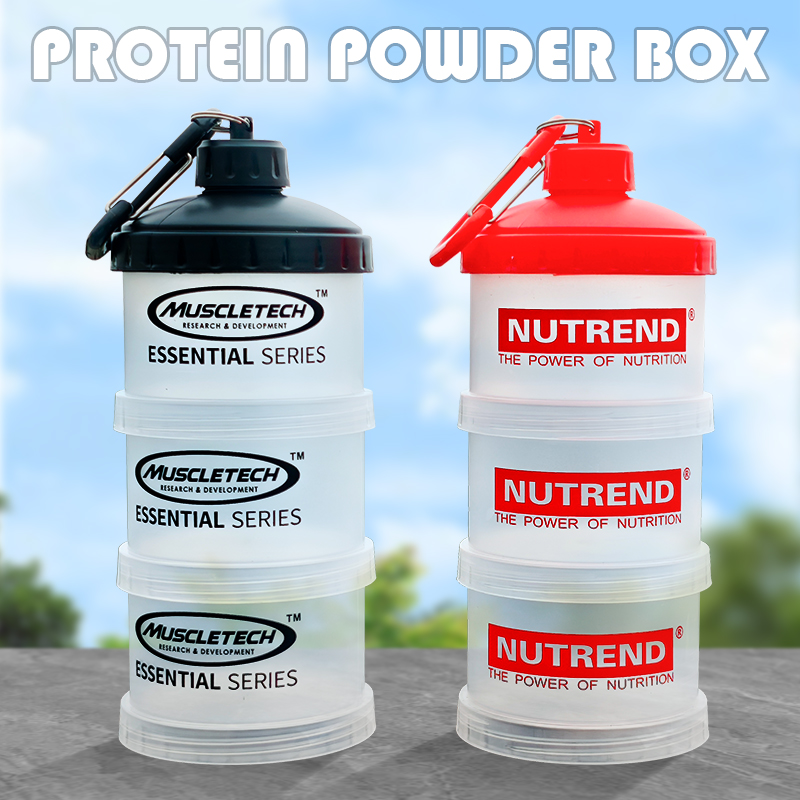 Food Protein Snacks - 3-Schicht-Portable Protein-Pulver-Box Trichter Pulver-Box Fitness Ergänzung