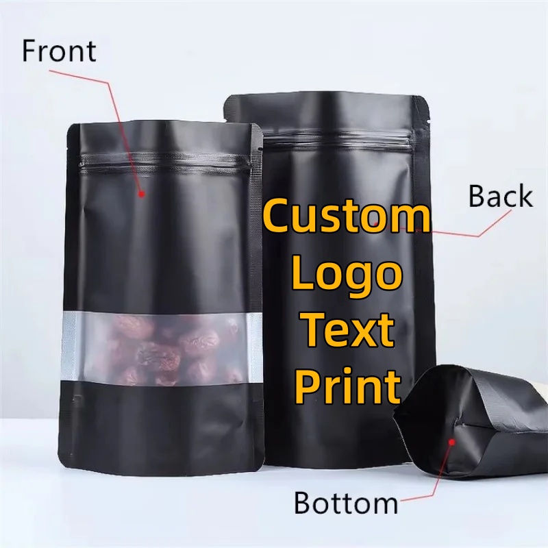 Food Day Snacks - 100PCS Stand-up Matte Schwarz Aluminium Folie