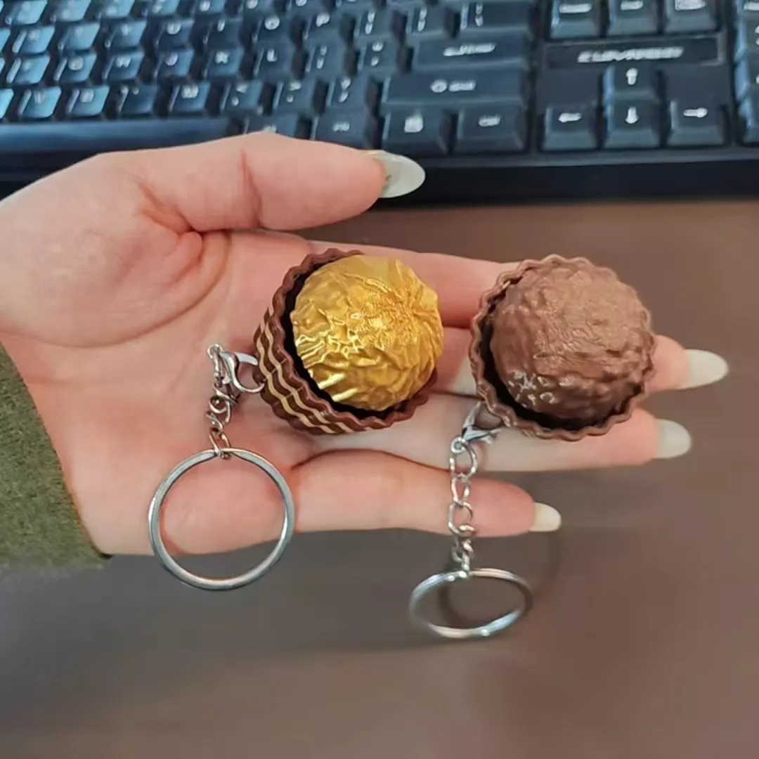 Food Sweet Snacks - Dubai Schokoladen-Tastatur-Schlüsselanhänger: Stressabbau-Fidget-Button, Eiscreme-Tastenkappe, Fidget-Clicker-Schlüsselanhänger, Dekompressionsspielzeug,