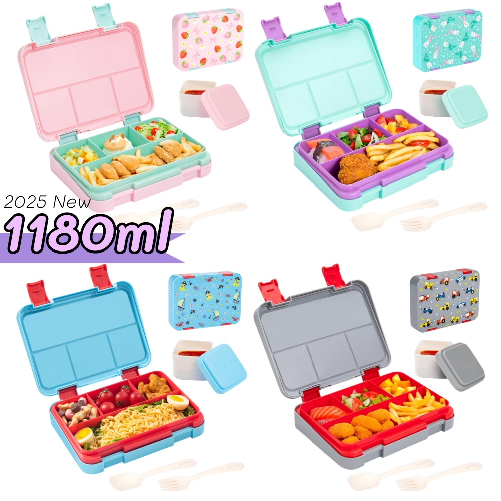 Food Snacks For Picnic - 40 Unzen Bento-Lunchbox-Set mit Cartoon-Muster, auslaufsicher,