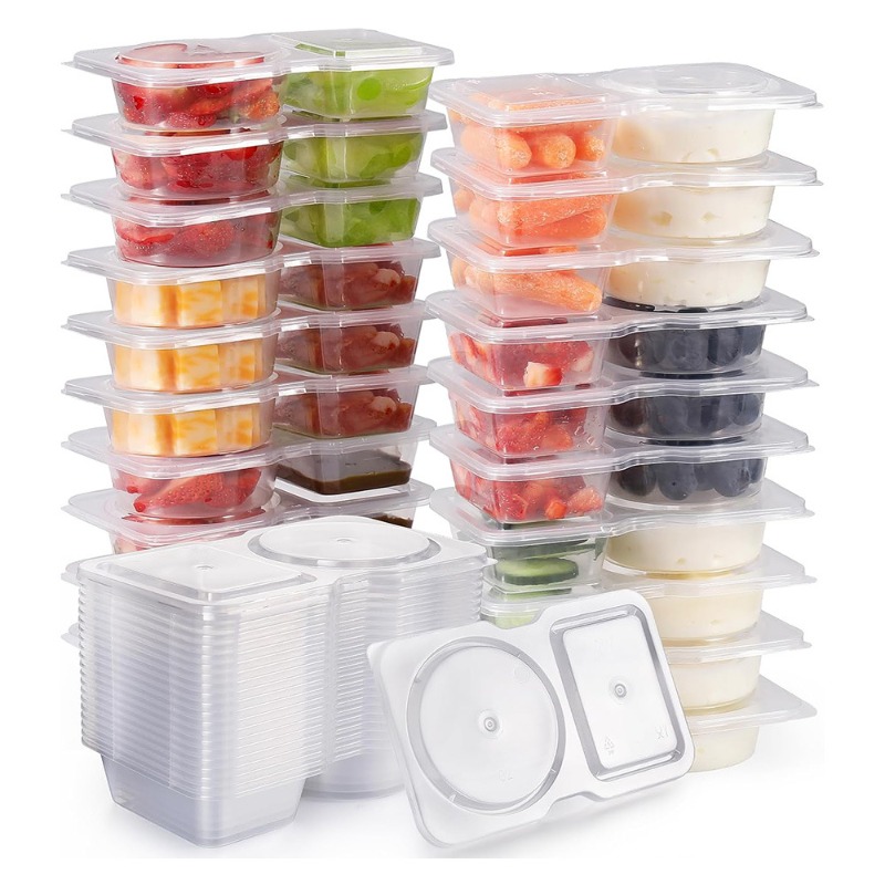 Food Snacks For Picnic - 5/10/20/40PCS Doppelfach-Gewürzbehälter mit Deckel, tragbarer Fach-Snackbehälter