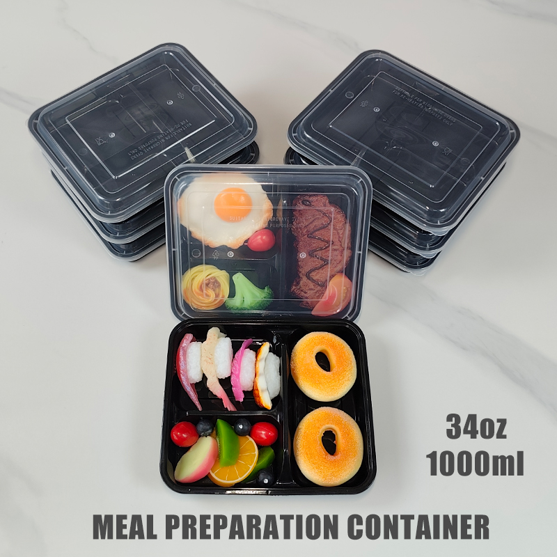 Food Snacks For Picnic - 3-Fach-Unterteilte 34 Oz/1000 Ml, 12/35 Stück,